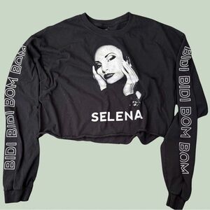Selena Graphic Black Crop Top